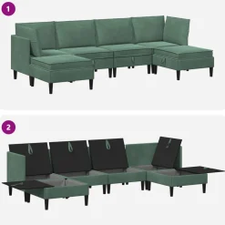 vidaXL Woonkamer Meubelset 6 st Zeegroen Fluweel