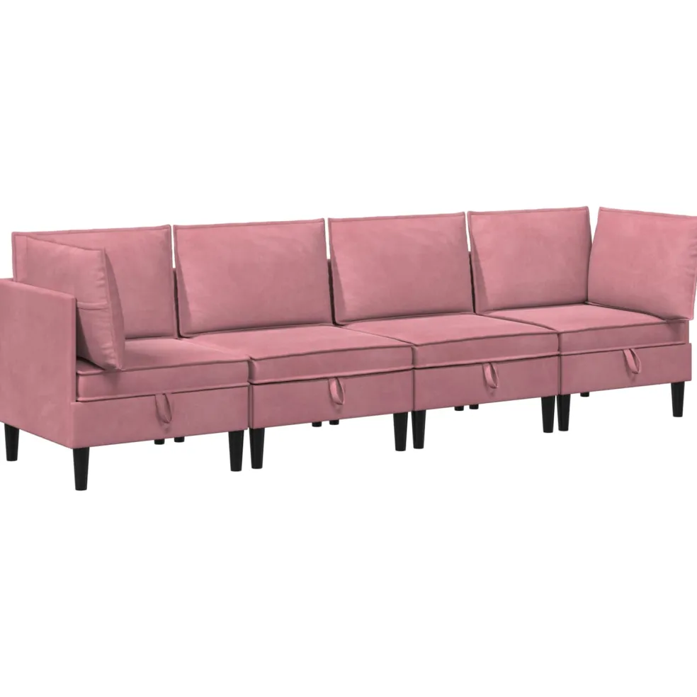vidaXL Woonkamer Meubelset 4 st Roze Fluweel