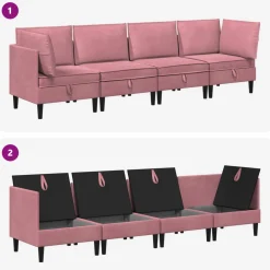 vidaXL Woonkamer Meubelset 4 st Roze Fluweel