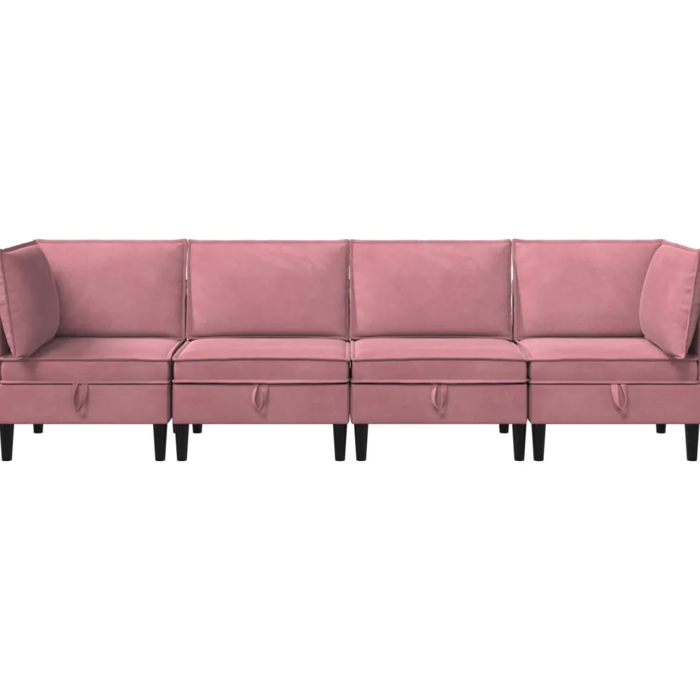vidaXL Woonkamer Meubelset 4 st Roze Fluweel