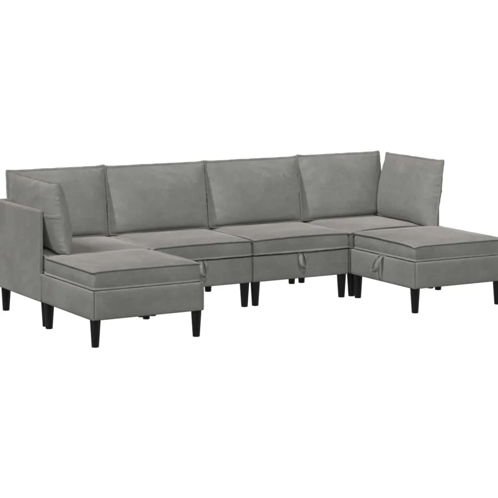 vidaXL Woonkamer Meubelset 6 st Lichtgrijs Fluweel