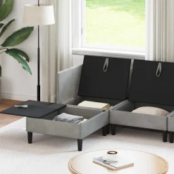 vidaXL Woonkamer Meubelset 6 st Lichtgrijs Fluweel