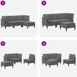 vidaXL Woonkamer Meubelset 4 st Donkergrijs Fluweel