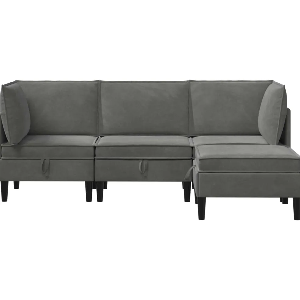 vidaXL Woonkamer Meubelset 4 st Donkergrijs Fluweel