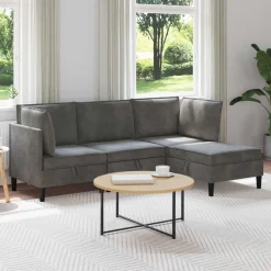 vidaXL Woonkamer Meubelset 4 st Donkergrijs Fluweel