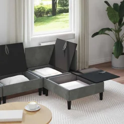 vidaXL Woonkamer Meubelset 4 st Donkergrijs Fluweel