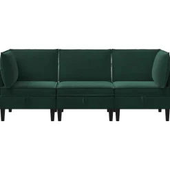 vidaXL Woonkamer Meubelset 3 st Donkergroen Fluweel