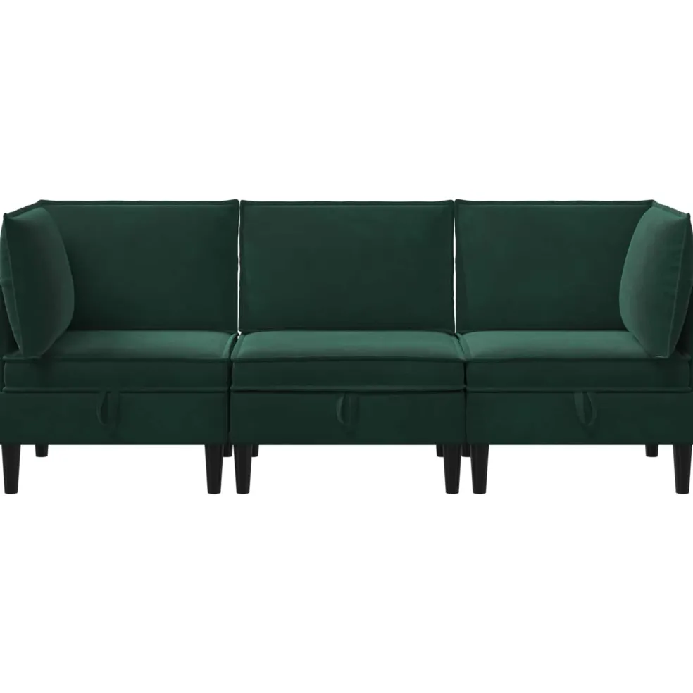 vidaXL Woonkamer Meubelset 3 st Donkergroen Fluweel
