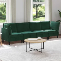 vidaXL Woonkamer Meubelset 4 st Donkergroen Fluweel