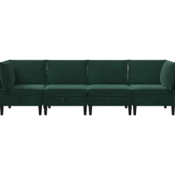 vidaXL Woonkamer Meubelset 4 st Donkergroen Fluweel