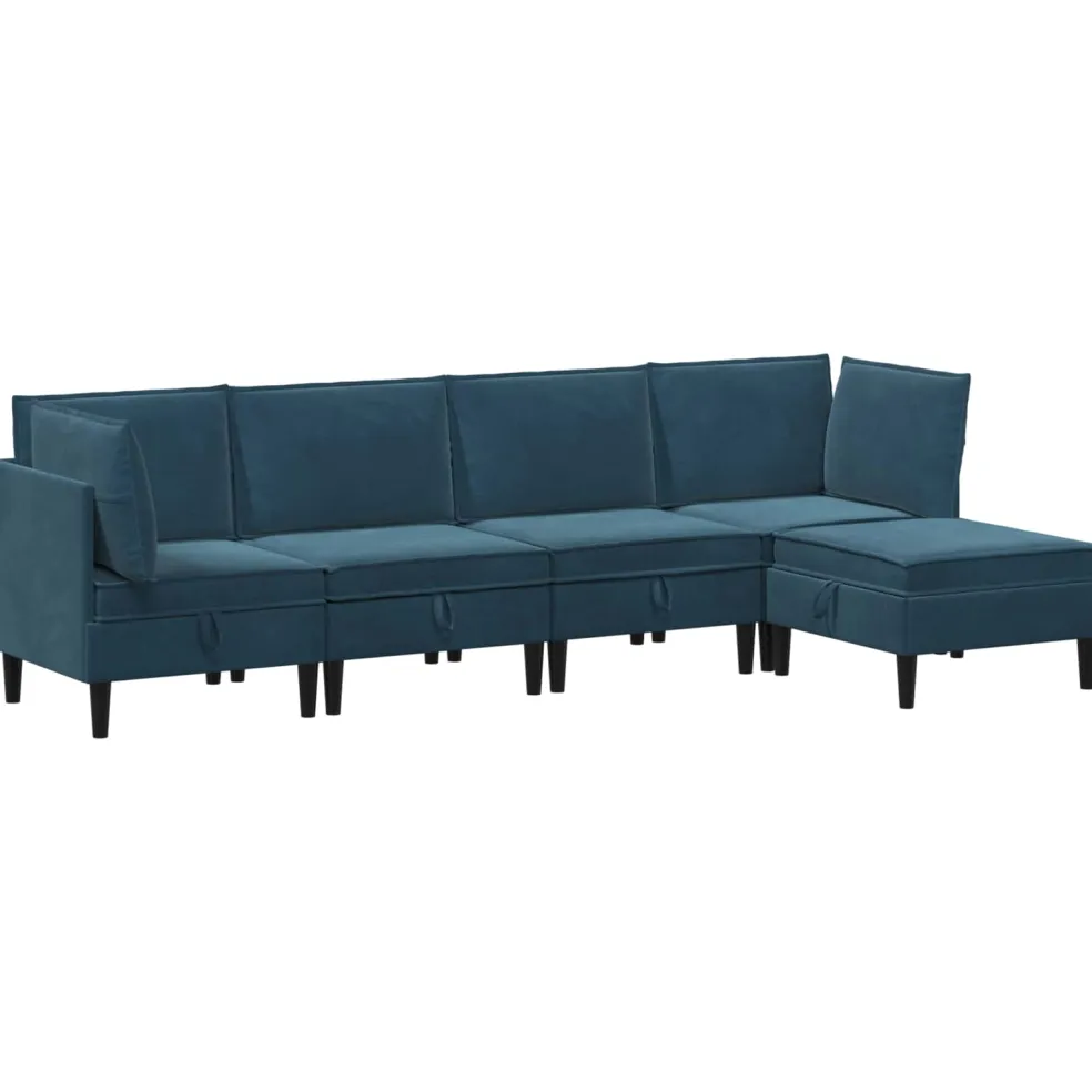vidaXL Woonkamer Meubelset 5 st Blauw Fluweel
