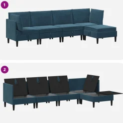 vidaXL Woonkamer Meubelset 5 st Blauw Fluweel
