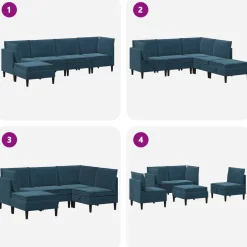 vidaXL Woonkamer Meubelset 5 st Blauw Fluweel