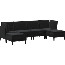 vidaXL Woonkamer Meubelset 6 st Zwart Fluweel