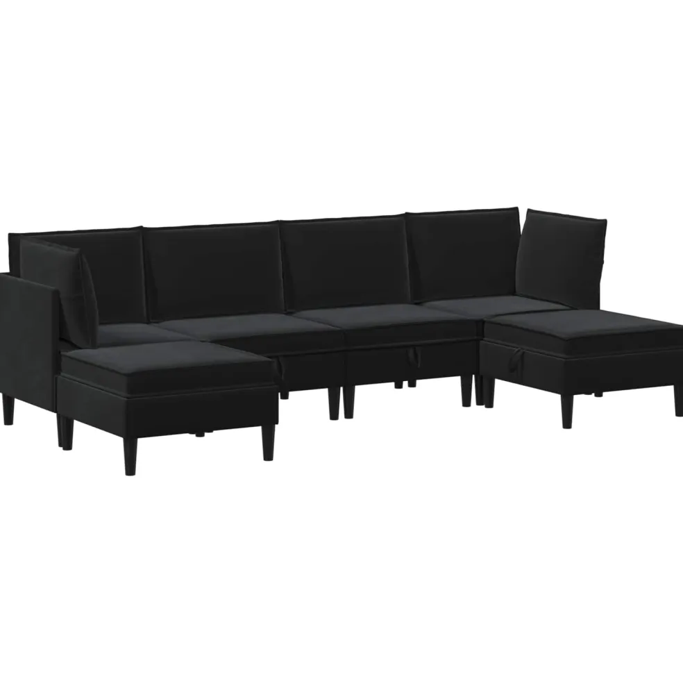 vidaXL Woonkamer Meubelset 6 st Zwart Fluweel