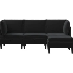 vidaXL Woonkamer Meubelset 4 st Zwart Fluweel