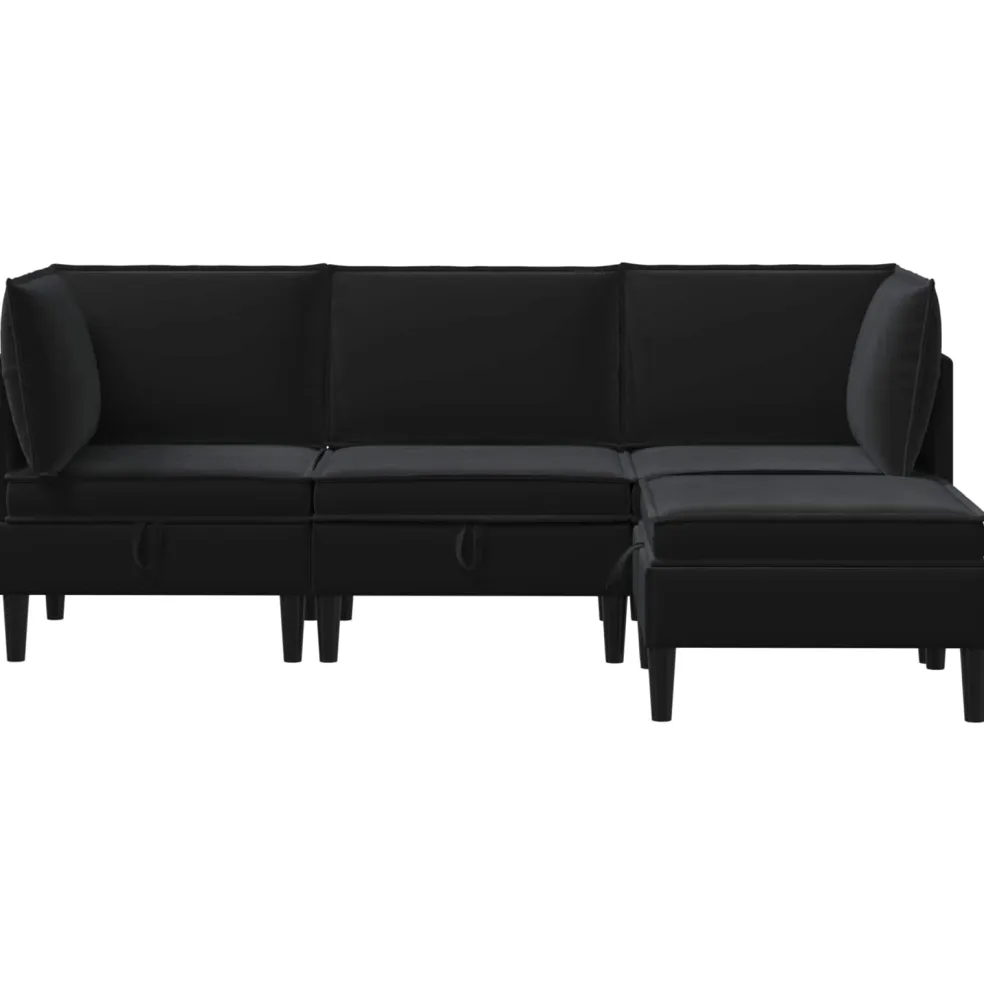 vidaXL Woonkamer Meubelset 4 st Zwart Fluweel