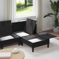 vidaXL Woonkamer Meubelset 4 st Zwart Fluweel