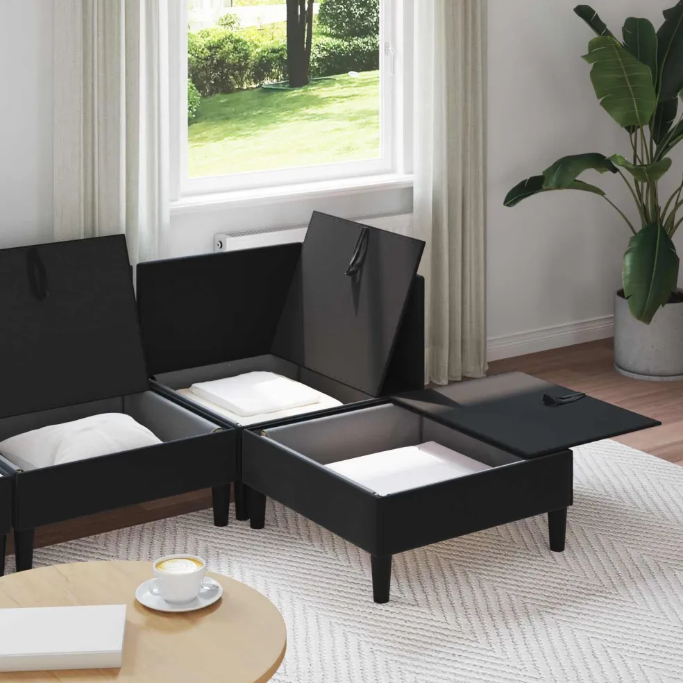 vidaXL Woonkamer Meubelset 4 st Zwart Fluweel