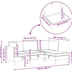 vidaXL Woonkamer Meubelset 4 st Zwart Fluweel