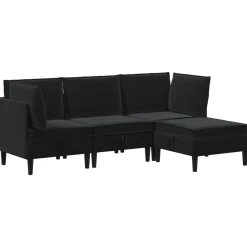 vidaXL Woonkamer Meubelset 4 st Zwart Fluweel