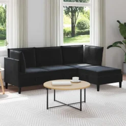 vidaXL Woonkamer Meubelset 4 st Zwart Fluweel