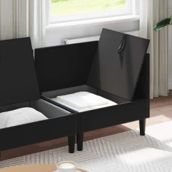 vidaXL Woonkamer Meubelset 3 st Zwart Fluweel
