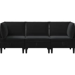 vidaXL Woonkamer Meubelset 3 st Zwart Fluweel
