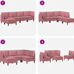 vidaXL Woonkamer Meubelset 5 st Roze Fluweel