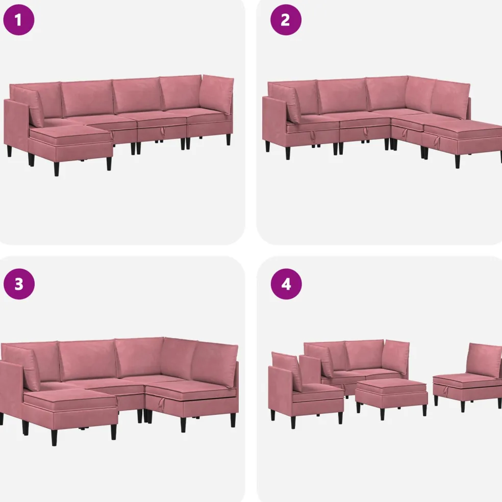 vidaXL Woonkamer Meubelset 5 st Roze Fluweel