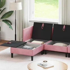 vidaXL Woonkamer Meubelset 5 st Roze Fluweel