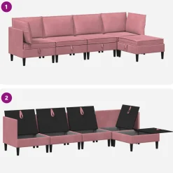 vidaXL Woonkamer Meubelset 5 st Roze Fluweel