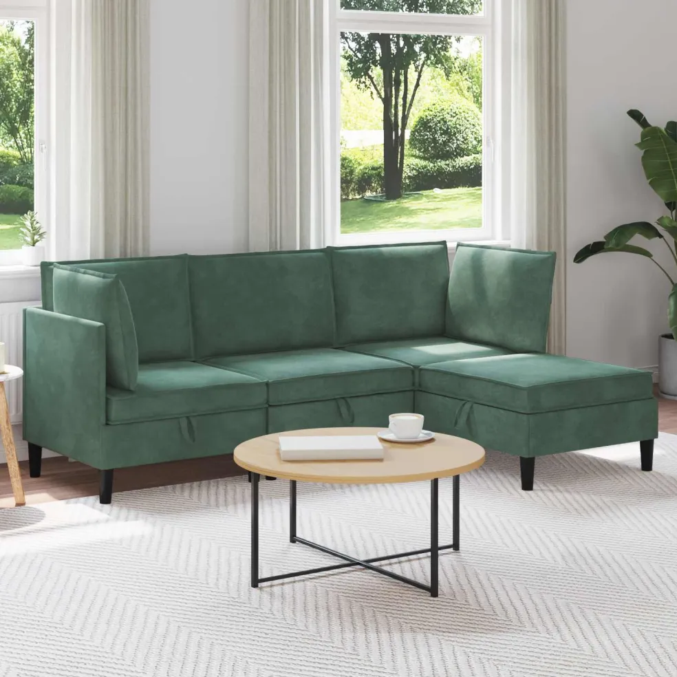 vidaXL Woonkamer Meubelset 4 st Zeegroen Fluweel