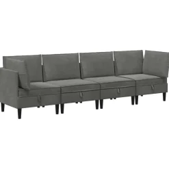 vidaXL Woonkamer Meubelset 4 st Donkergrijs Fluweel