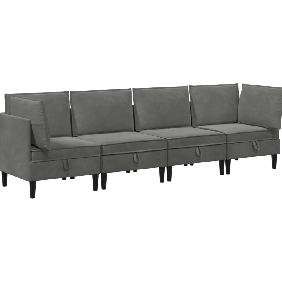 vidaXL Woonkamer Meubelset 4 st Donkergrijs Fluweel