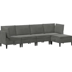 vidaXL Woonkamer Meubelset 5 st Donkergrijs Fluweel