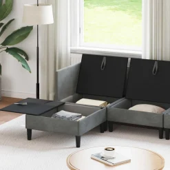 vidaXL Woonkamer Meubelset 5 st Donkergrijs Fluweel