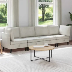 vidaXL Woonkamer Meubelset 4 st Crèmekleurig Fluweel