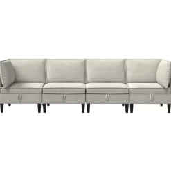 vidaXL Woonkamer Meubelset 4 st Crèmekleurig Fluweel