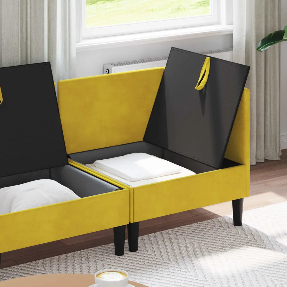 vidaXL Woonkamer Meubelset 4 st Geel Fluweel