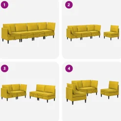 vidaXL Woonkamer Meubelset 4 st Geel Fluweel