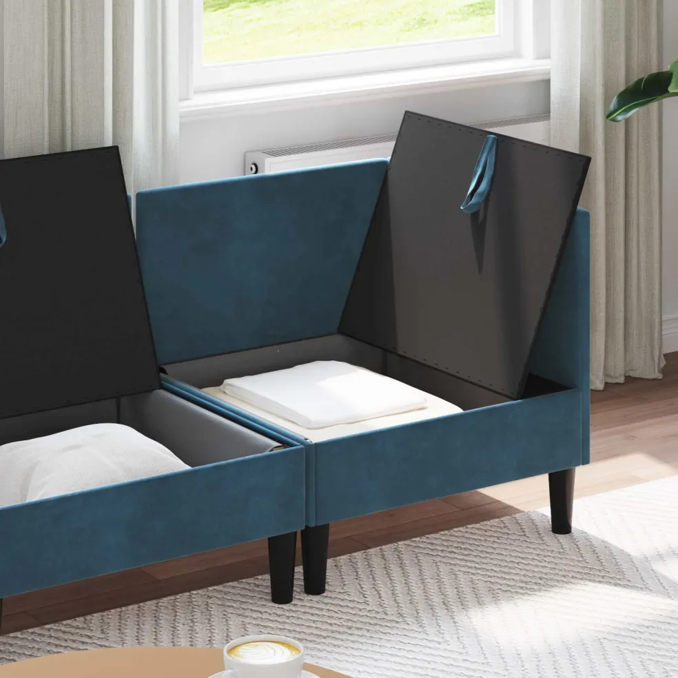 vidaXL Woonkamer Meubelset 3 st Blauw Fluweel