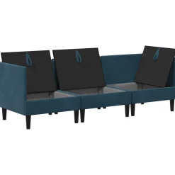 vidaXL Woonkamer Meubelset 3 st Blauw Fluweel