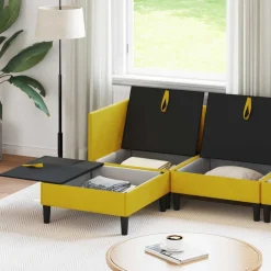 vidaXL Woonkamer Meubelset 5 st Geel Fluweel