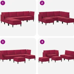 vidaXL Woonkamer Meubelset 6 st Wijnrood Fluweel