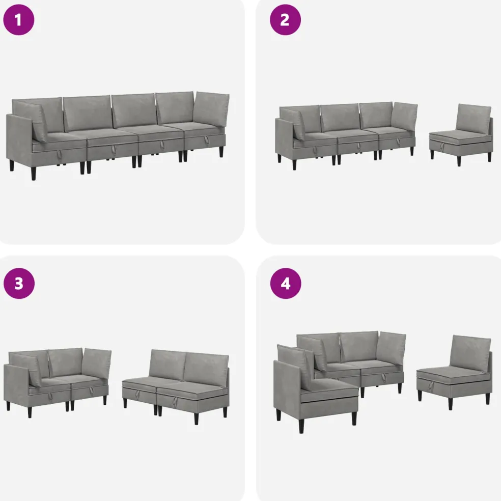 vidaXL Woonkamer Meubelset 6 st Roze Fluweel