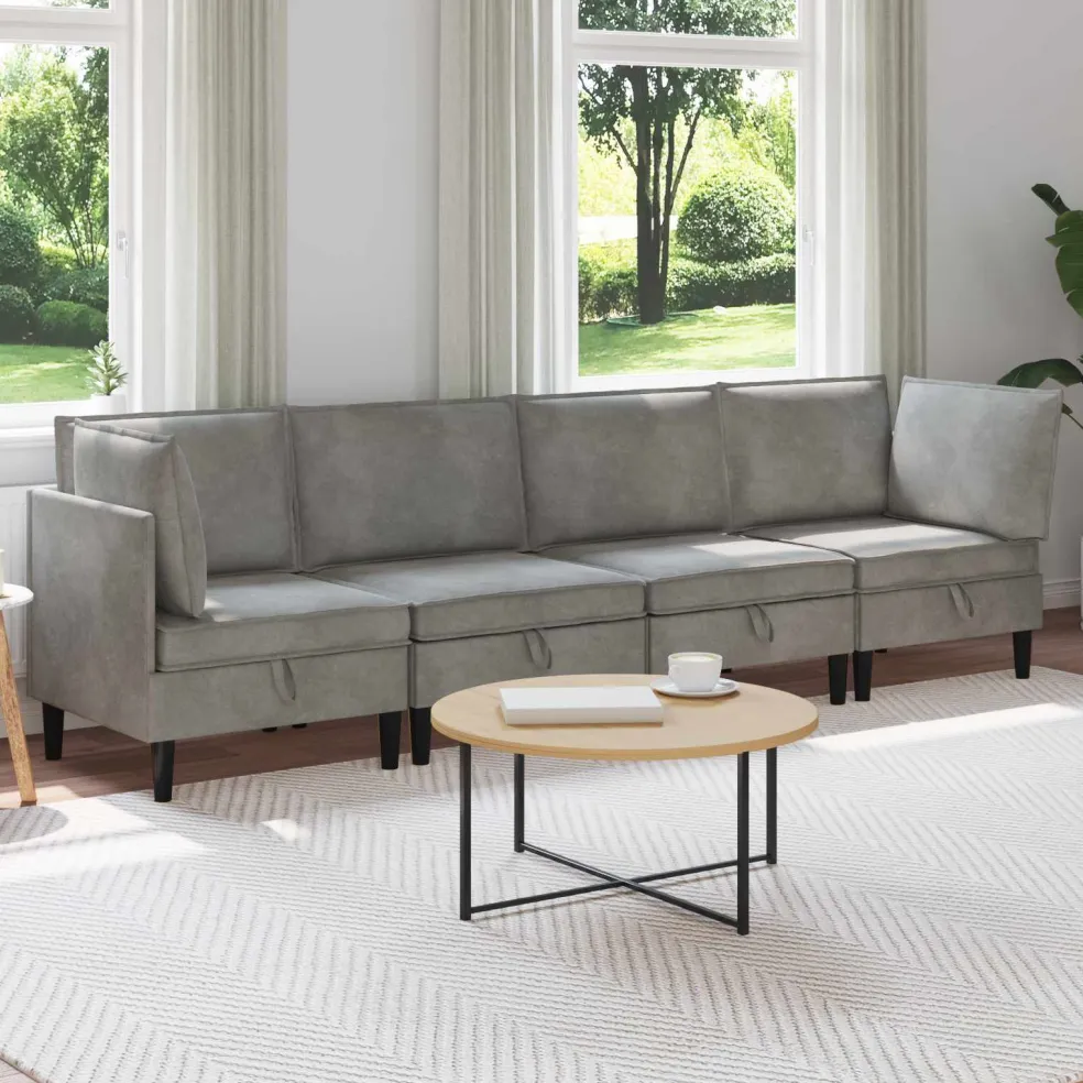 vidaXL Woonkamer Meubelset 6 st Roze Fluweel