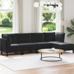 vidaXL Woonkamer Meubelset 5 st Zwart Fluweel