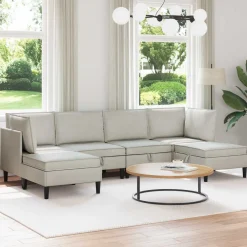 vidaXL Woonkamer Meubelset 6 st Crèmekleurig Fluweel