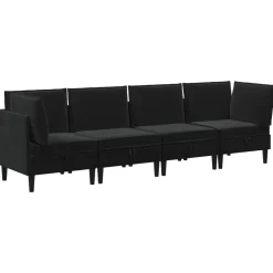 vidaXL Woonkamer Meubelset 4 st Zwart Fluweel